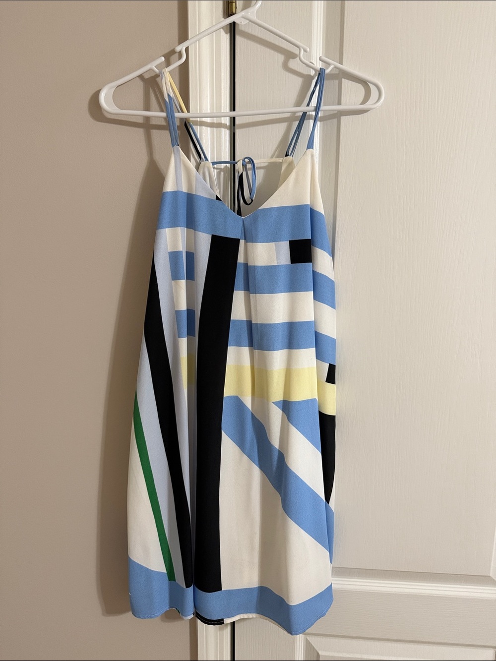 Love Riche Blue, White & Black Striped Mini Dress